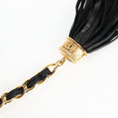 CHANEL Matelasse Chain Pouch Shoulder Bag Lamb Skin Black Gold CC Auth 125974V-14