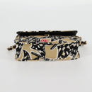 CHANEL Matelasse Checkered Flag Chain Shoulder Bag Nylon Beige CC Auth 125975M-5