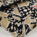 CHANEL Matelasse Checkered Flag Chain Shoulder Bag Nylon Beige CC Auth 125975M-15