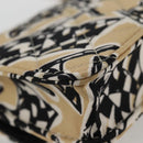 CHANEL Matelasse Checkered Flag Chain Shoulder Bag Nylon Beige CC Auth 125975M-17