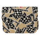 CHANEL Matelasse Checkered Flag Chain Shoulder Bag Nylon Beige CC Auth 125975M-2