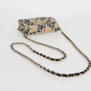 CHANEL Matelasse Checkered Flag Chain Shoulder Bag Nylon Beige CC Auth 125975M-7
