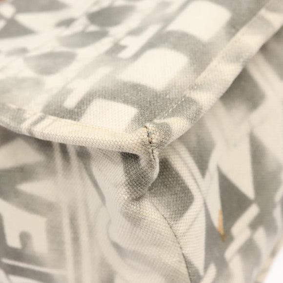 CHANEL Chain Tote Bag Canvas 2way Gray CC Auth 125976