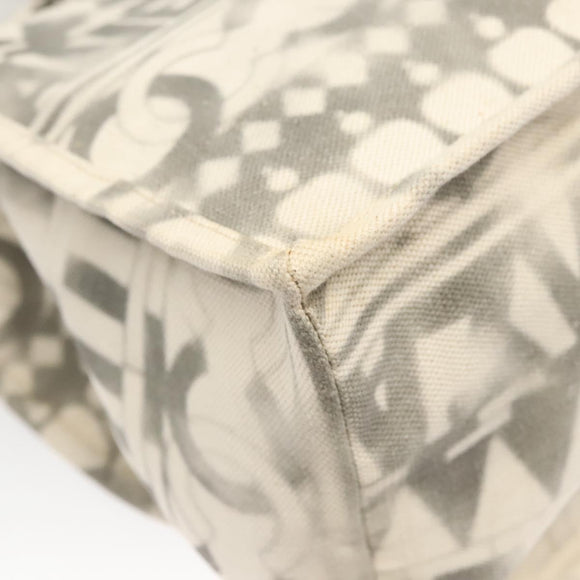 CHANEL Chain Tote Bag Canvas 2way Gray CC Auth 125976