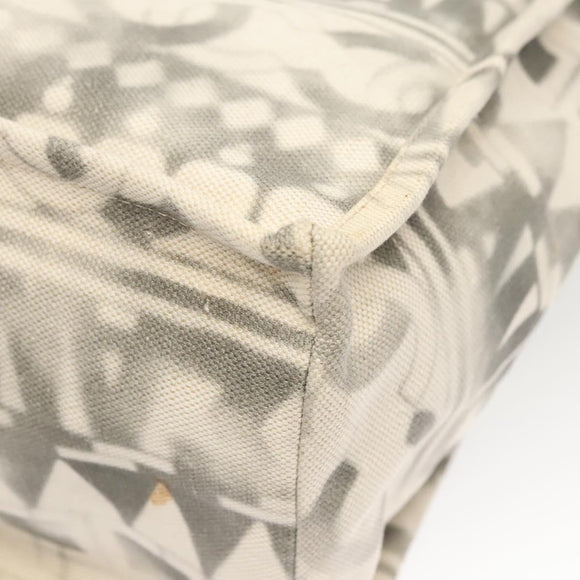 CHANEL Chain Tote Bag Canvas 2way Gray CC Auth 125976