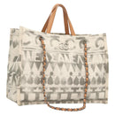 CHANEL Chain Tote Bag Canvas 2way Gray CC Auth 125976-1