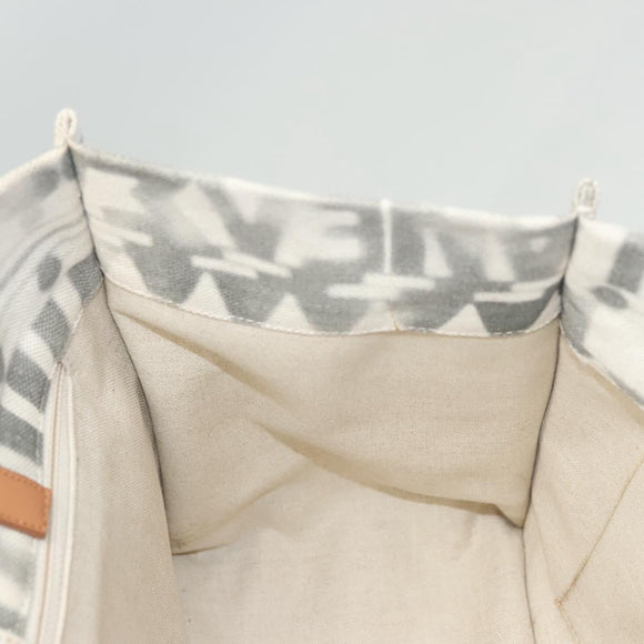 CHANEL Chain Tote Bag Canvas 2way Gray CC Auth 125976