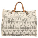 CHANEL Chain Tote Bag Canvas 2way Gray CC Auth 125976-13