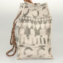 CHANEL Chain Tote Bag Canvas 2way Gray CC Auth 125976-3