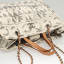 CHANEL Chain Tote Bag Canvas 2way Gray CC Auth 125976-6