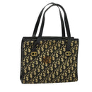 Christian Dior Trotter Canvas Shoulder Bag Black Gold Auth 125986-1