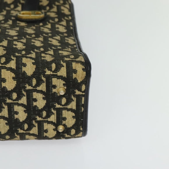 Christian Dior Trotter Canvas Shoulder Bag Black Gold Auth 125986