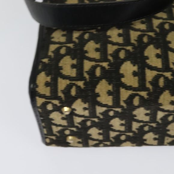 Christian Dior Trotter Canvas Shoulder Bag Black Gold Auth 125986