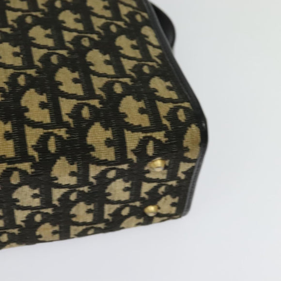 Christian Dior Trotter Canvas Shoulder Bag Black Gold Auth 125986