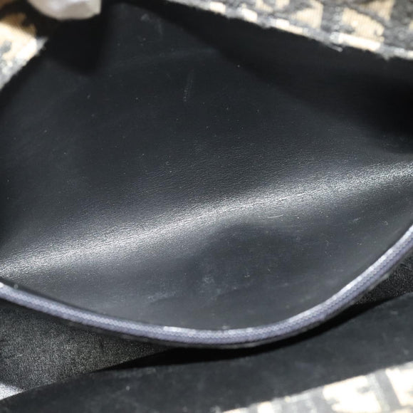 Christian Dior Trotter Canvas Shoulder Bag Black Gold Auth 125986