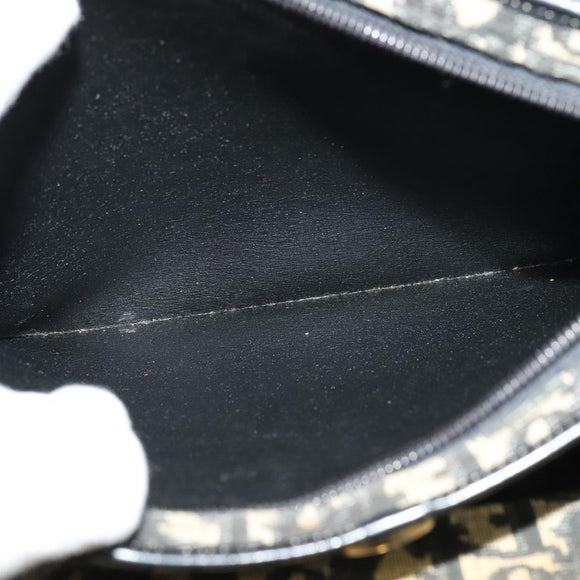 Christian Dior Trotter Canvas Shoulder Bag Black Gold Auth 125986