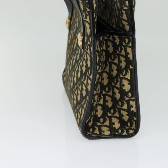 Christian Dior Trotter Canvas Shoulder Bag Black Gold Auth 125986