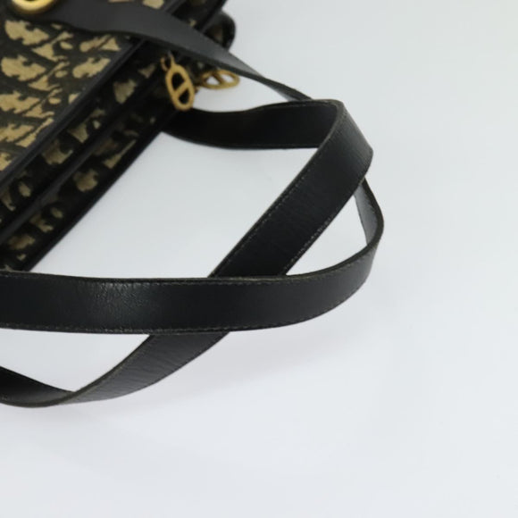 Christian Dior Trotter Canvas Shoulder Bag Black Gold Auth 125986
