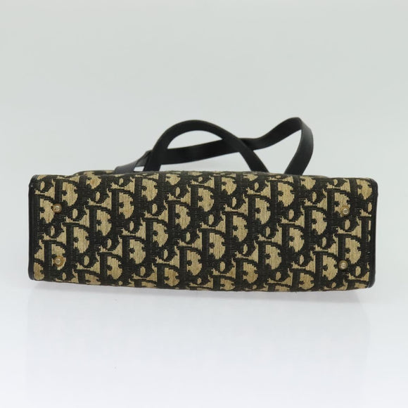 Christian Dior Trotter Canvas Shoulder Bag Black Gold Auth 125986