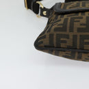 FENDI Zucca Canvas Shoulder Bag Brown Black gold Auth 125989-9