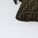 FENDI Zucca Canvas Shoulder Bag Brown Black gold Auth 125989-15
