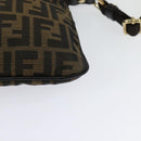 FENDI Zucca Canvas Shoulder Bag Brown Black gold Auth 125989-16