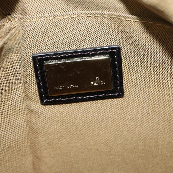 FENDI Zucca Canvas Shoulder Bag Brown Black gold Auth 125989