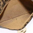 FENDI Zucca Canvas Shoulder Bag Brown Black gold Auth 125989-19