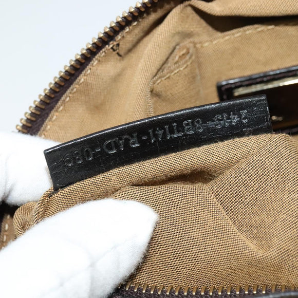 FENDI Zucca Canvas Shoulder Bag Brown Black gold Auth 125989