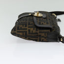 FENDI Zucca Canvas Shoulder Bag Brown Black gold Auth 125989-4