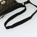 FENDI Zucca Canvas Shoulder Bag Brown Black gold Auth 125989-7
