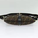 FENDI Zucca Canvas Shoulder Bag Brown Black gold Auth 125989-5