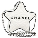 CHANEL Star Chain Shoulder Bag Satin White Gold CC Auth 125991SM-1