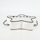 CHANEL Star Chain Shoulder Bag Satin White Gold CC Auth 125991SM-5