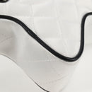 CHANEL Star Chain Shoulder Bag Satin White Gold CC Auth 125991SM-15