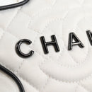 CHANEL Star Chain Shoulder Bag Satin White Gold CC Auth 125991SM-19