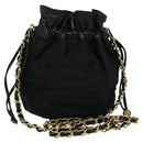 CHANEL Chain Shoulder Bag Nylon Black Gold CC Auth 125992-1