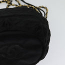 CHANEL Chain Shoulder Bag Nylon Black Gold CC Auth 125992-16