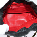 CHANEL Chain Shoulder Bag Nylon Black Gold CC Auth 125992-10