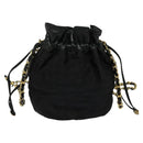 CHANEL Chain Shoulder Bag Nylon Black Gold CC Auth 125992-13