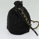 CHANEL Chain Shoulder Bag Nylon Black Gold CC Auth 125992-3
