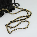 CHANEL Chain Shoulder Bag Nylon Black Gold CC Auth 125992-7