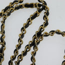 CHANEL Chain Shoulder Bag Nylon Black Gold CC Auth 125992-8