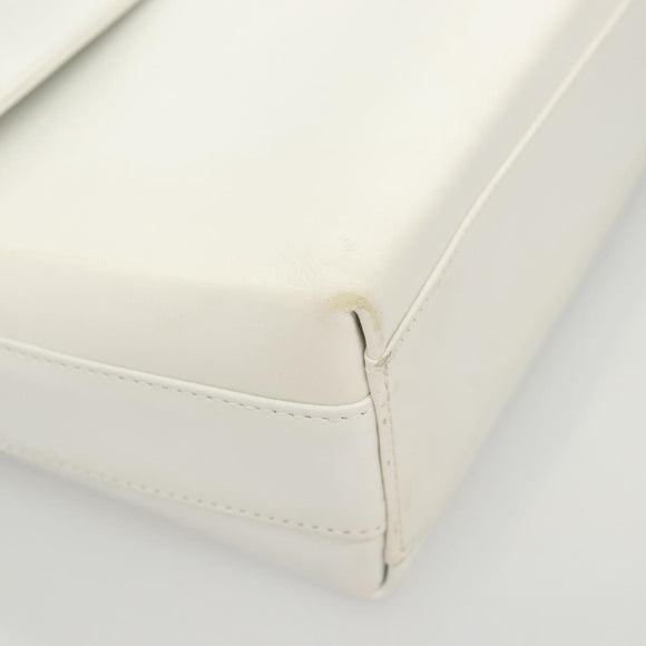 Salvatore Ferragamo Shoulder Bag Leather White Silver Auth 125994