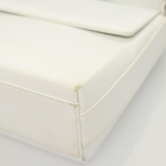 Salvatore Ferragamo Shoulder Bag Leather White Silver Auth 125994