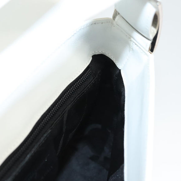 Salvatore Ferragamo Shoulder Bag Leather White Silver Auth 125994