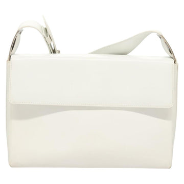 Salvatore Ferragamo Shoulder Bag Leather White Silver Auth 125994 - 0