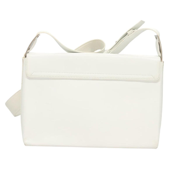 Salvatore Ferragamo Shoulder Bag Leather White Silver Auth 125994