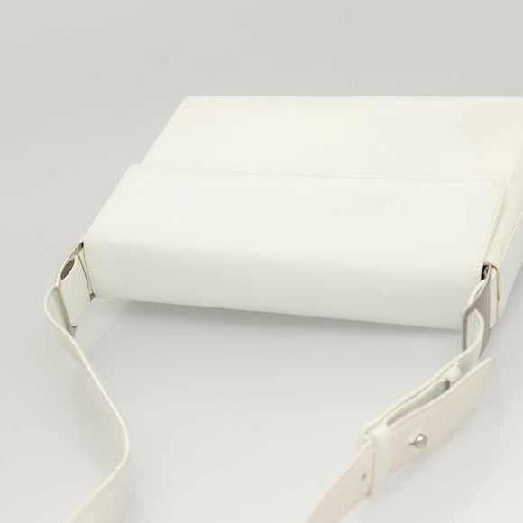 Salvatore Ferragamo Shoulder Bag Leather White Silver Auth 125994
