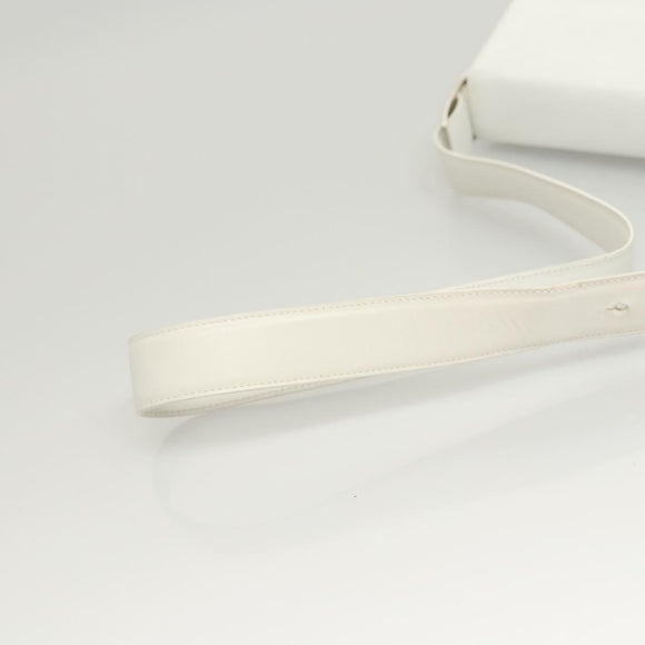 Salvatore Ferragamo Shoulder Bag Leather White Silver Auth 125994